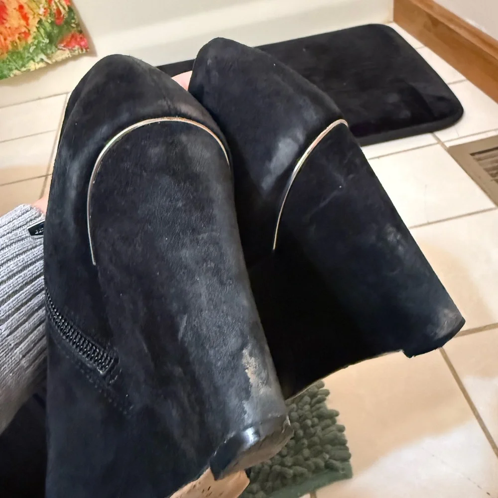Coach | Black Suede Wedge Oakdale booties size 8.5